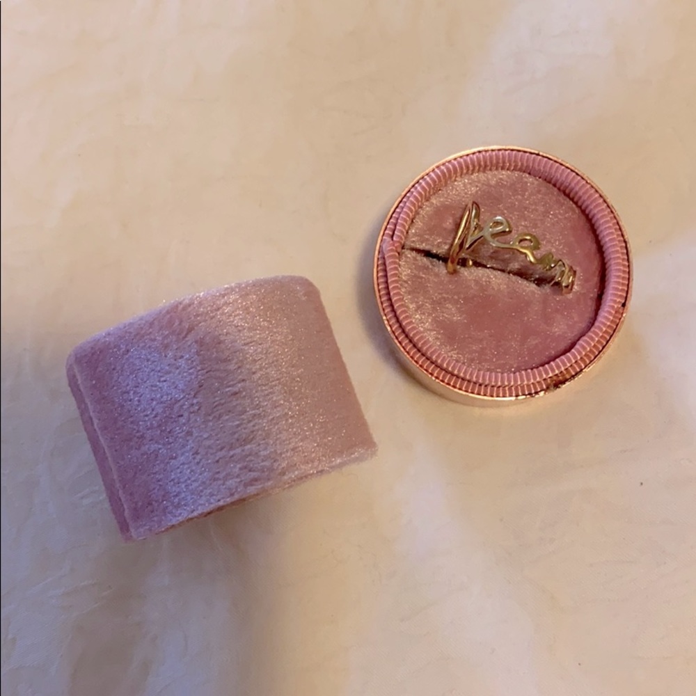 Golden “Dream” Ring in Plush Pink Case